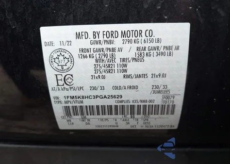 2023 Ford Explorer Platinum z USA, uszkodzony, nr VIN 1FM5K8HC3PGA25629